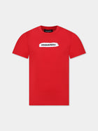 T-shirt rossa per bambino con logo,Dsquared2,DQ2095 D004G D2T1015U DQ415